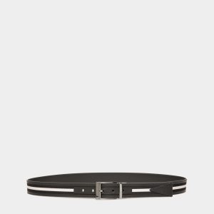 Shiffie 35mm Reversible Belt In Black And White Fabric And Leather