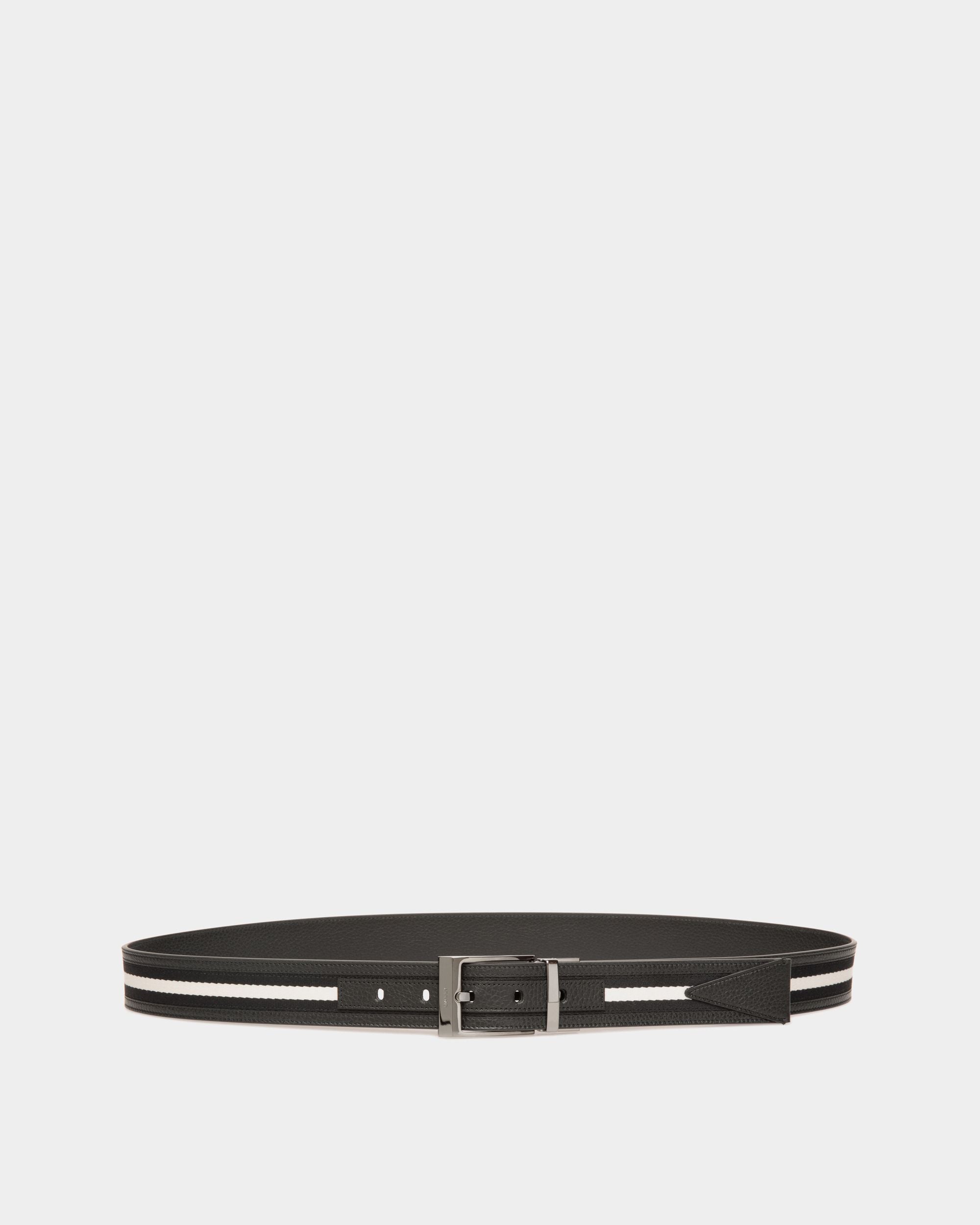 Shiffie 35mm Reversible Belt In Black And White Fabric And Leather