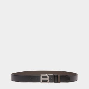 B Logo 35mm Reversible And Adjustable Belt in Black And Ebano Leather