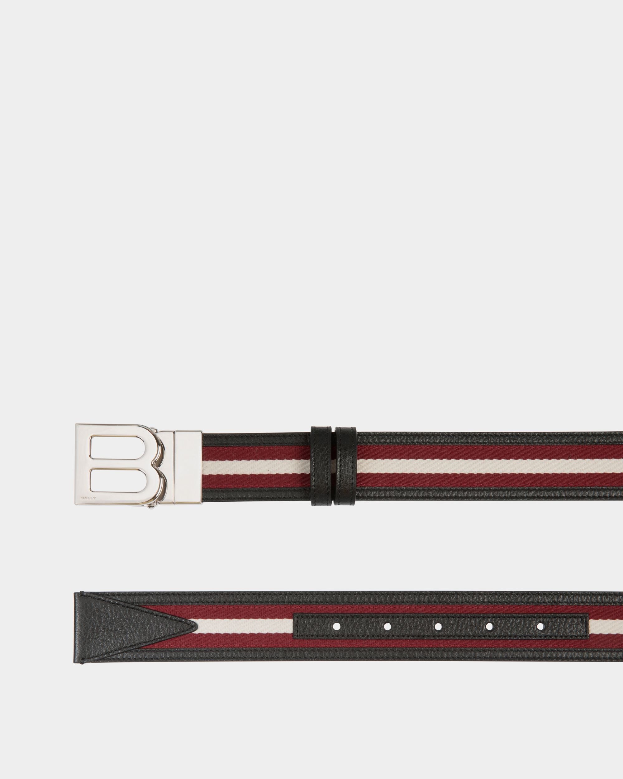 B Logo 35mm Reversible Belt in Red and White Fabric And Leather - Image 3