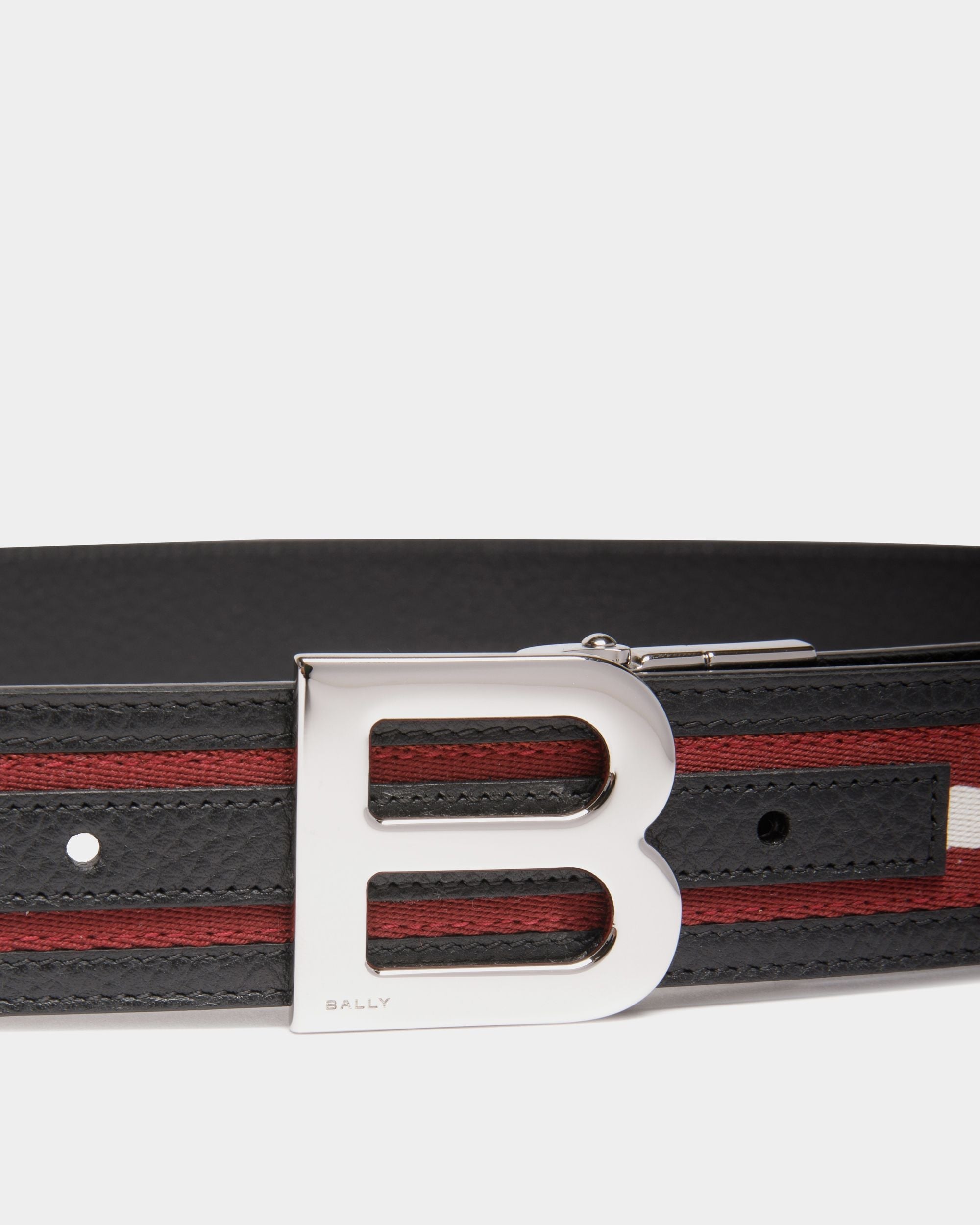 B Logo 35mm Reversible Belt in Red and White Fabric And Leather - Image 4