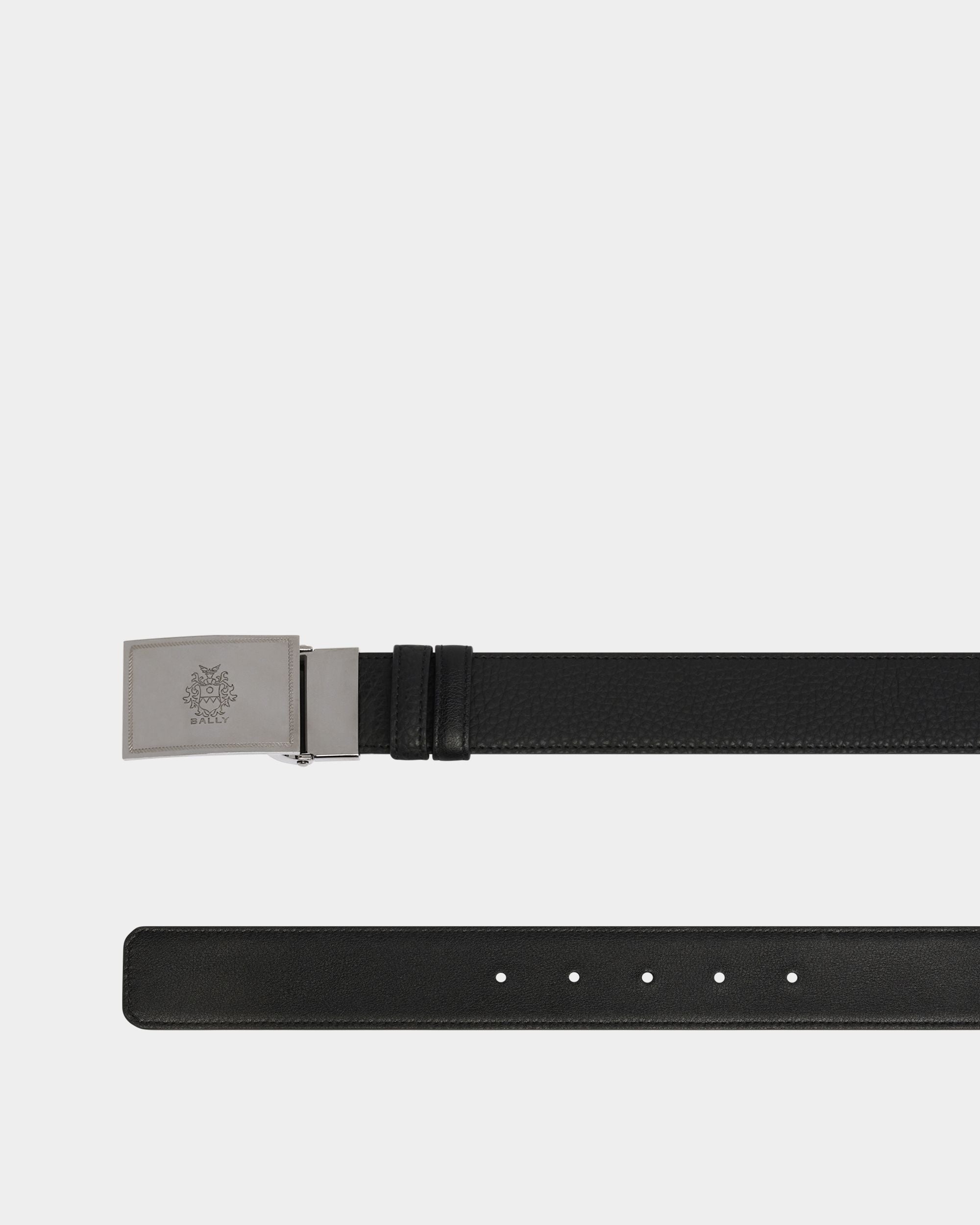 Crest Plaque 35 mm Adjustable And Reversible Belt in Black And Ebano Leather - Image 2