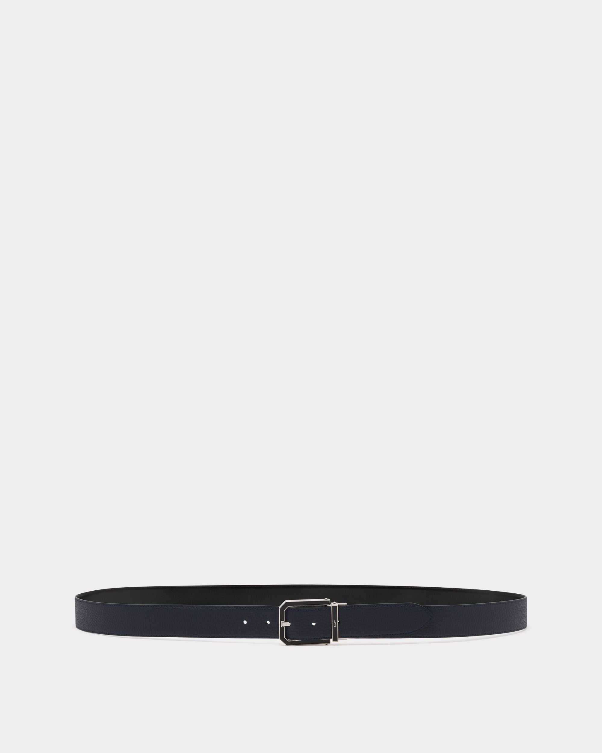Beryl 35 mm Adjustable And Reversible Belt in Navy Blue And Black Leather