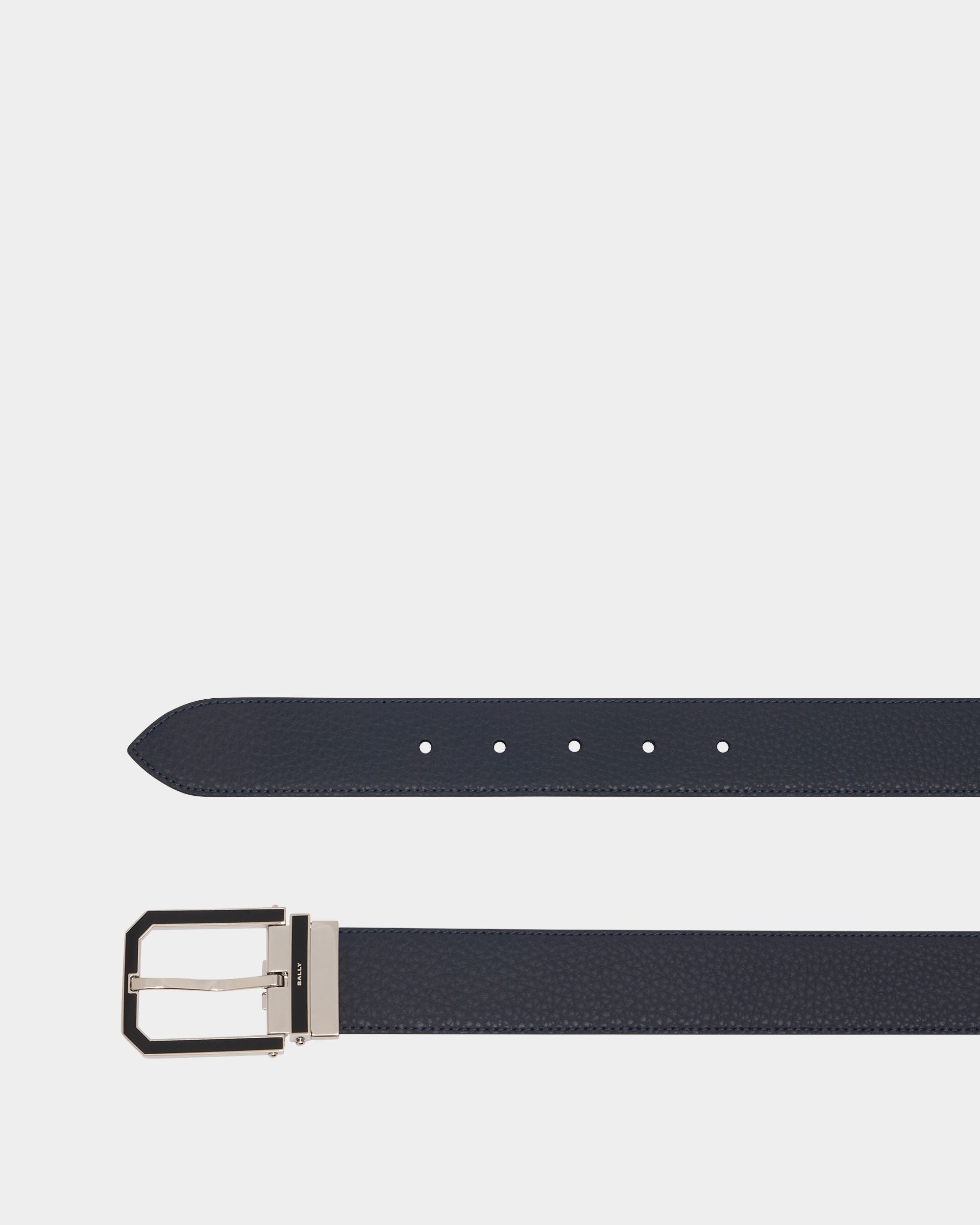 Beryl 35 mm Adjustable And Reversible Belt in Navy Blue And Black Leather - Image 2