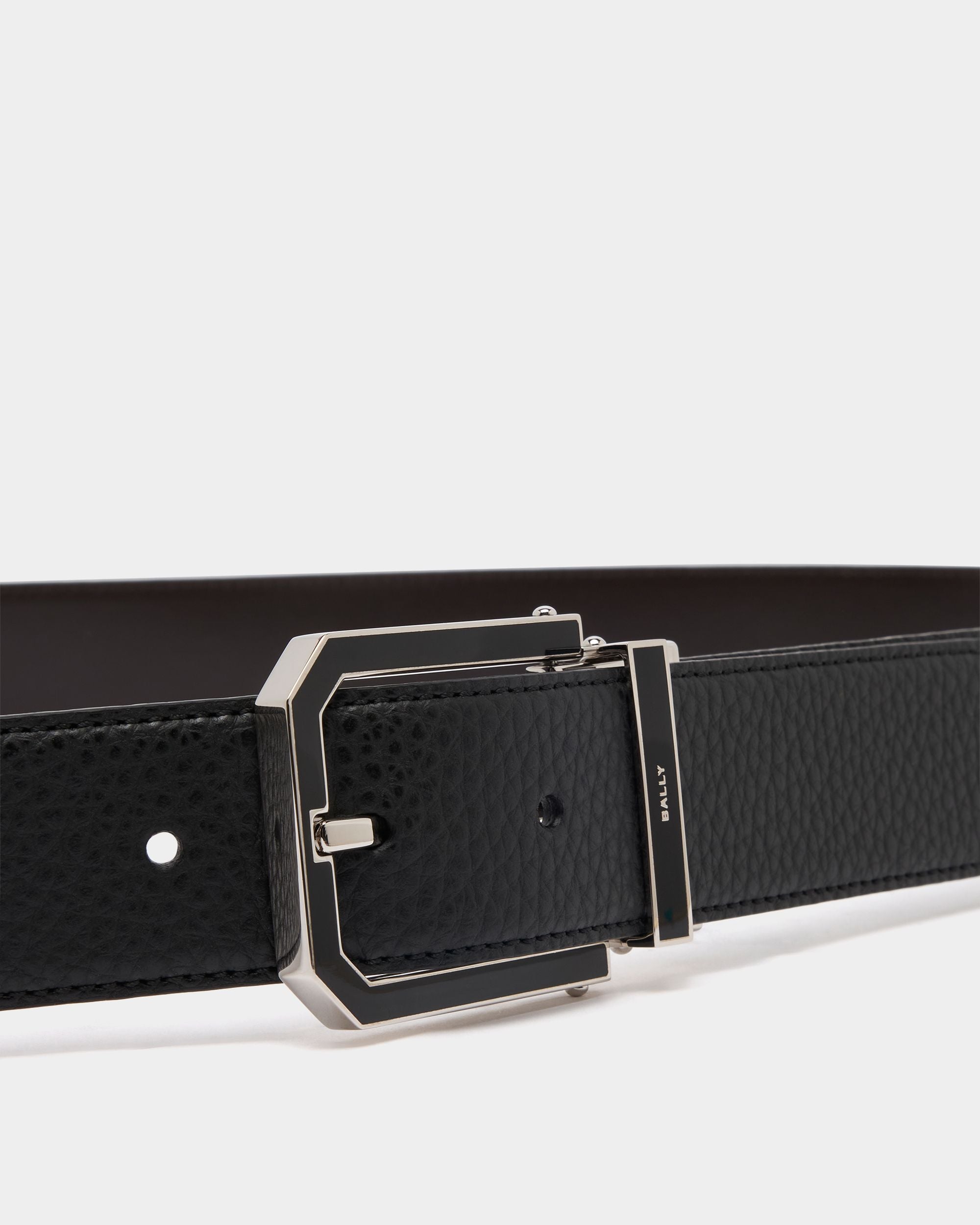 Beryl 35 mm Adjustable And Reversible Belt in Black And Ebano Leather - Image 3