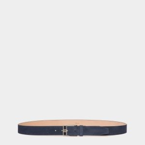 Brett 35mm Belt In Navy Blue Suede Leather