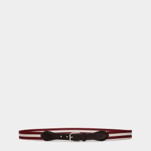 Melvin 35mm Belt in Red and White Fabric And Suede
