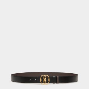 Bally Iconic 35mm Belt In Brown And Black Leather