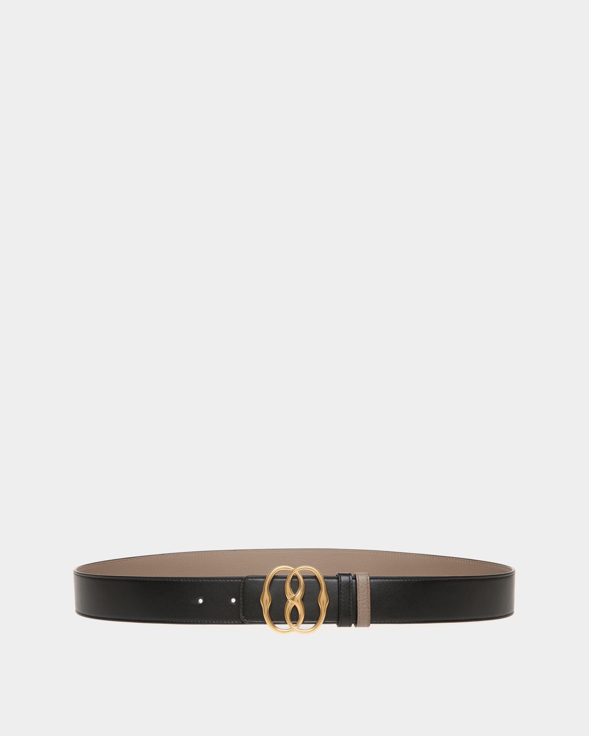 Emblem 35mm Reversible Belt in Taupe And Black Leather
