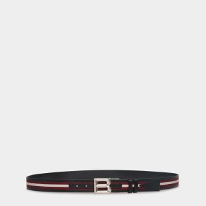 B Bold 35mm Reversible Belt in Red White Red Fabric And Leather