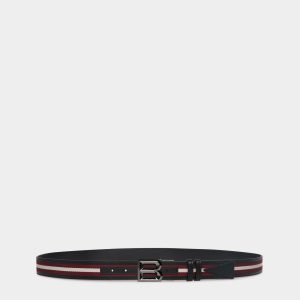 B Bold 35mm Reversible Belt In Red And White Fabric And Leather