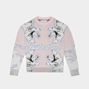 Merino Wool Crew Neck In Pink & Bone