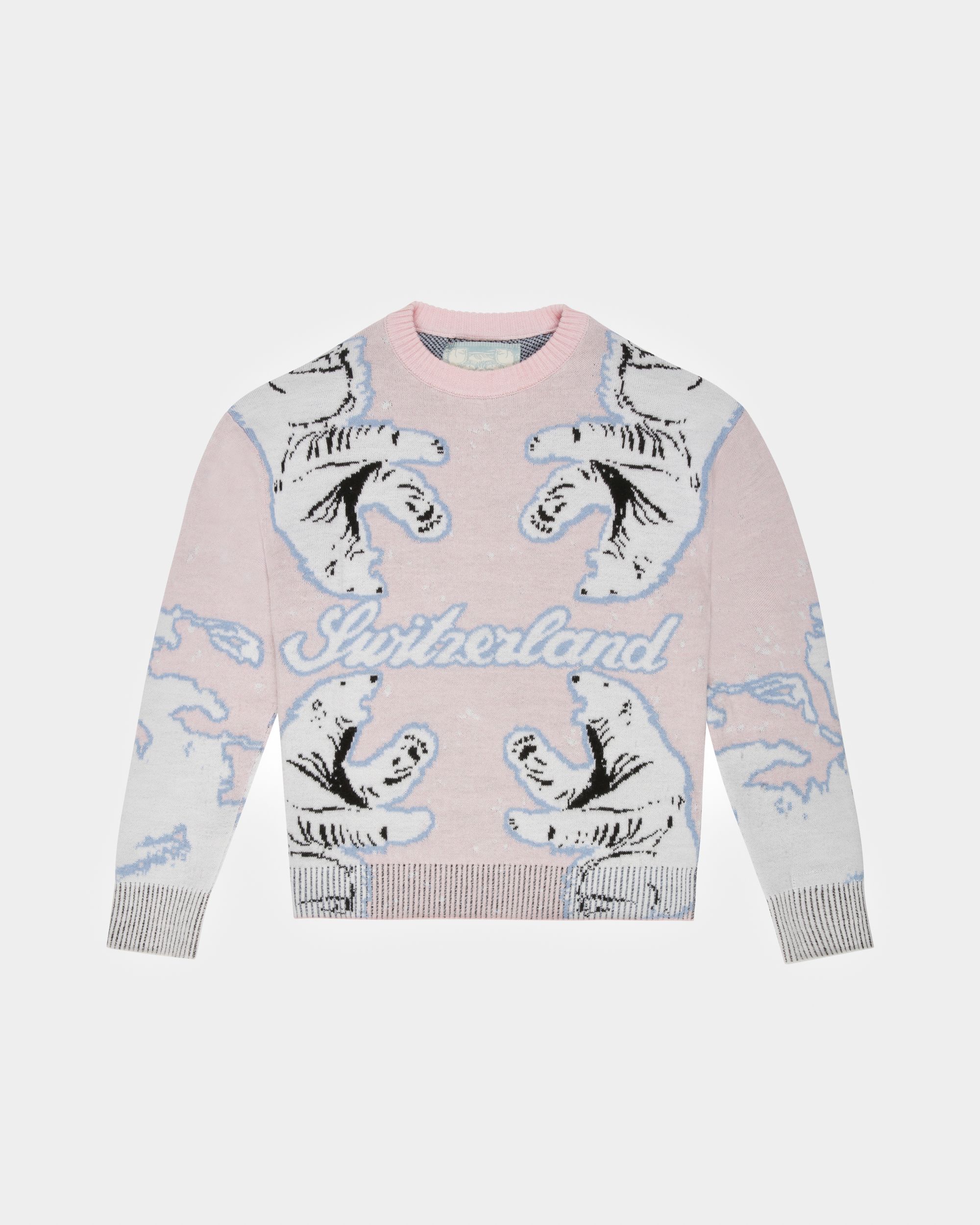 Merino Wool Crew Neck In Pink & Bone