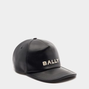 Logo Baseball Cap In Black Leather