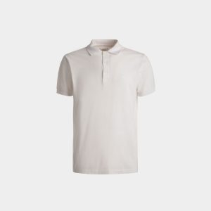 Short Sleeve Polo In White Cotton