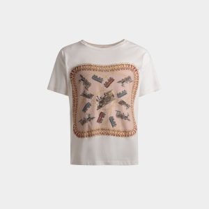 Train Print T-Shirt In White Cotton