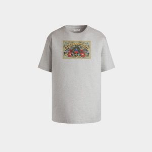 T-Shirt With Bally Crest Label In Grey Melange Cotton