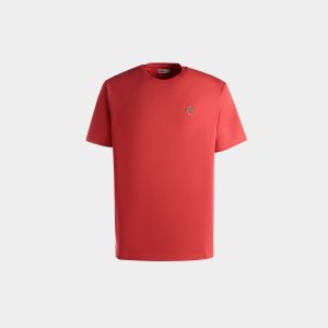 T-Shirt With Bally Crest Logo In Red Cotton