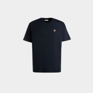 T-Shirt With a Bally Crest Logo In Navy Blue Cotton
