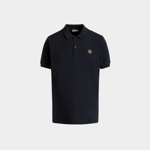 Polo Shirt in Navy Blue Cotton