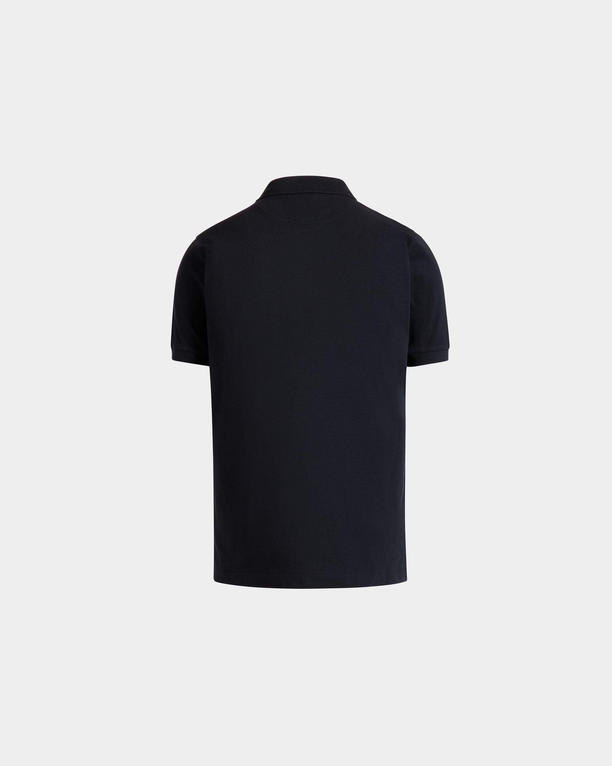 Polo Shirt in Navy Blue Cotton - Image 7