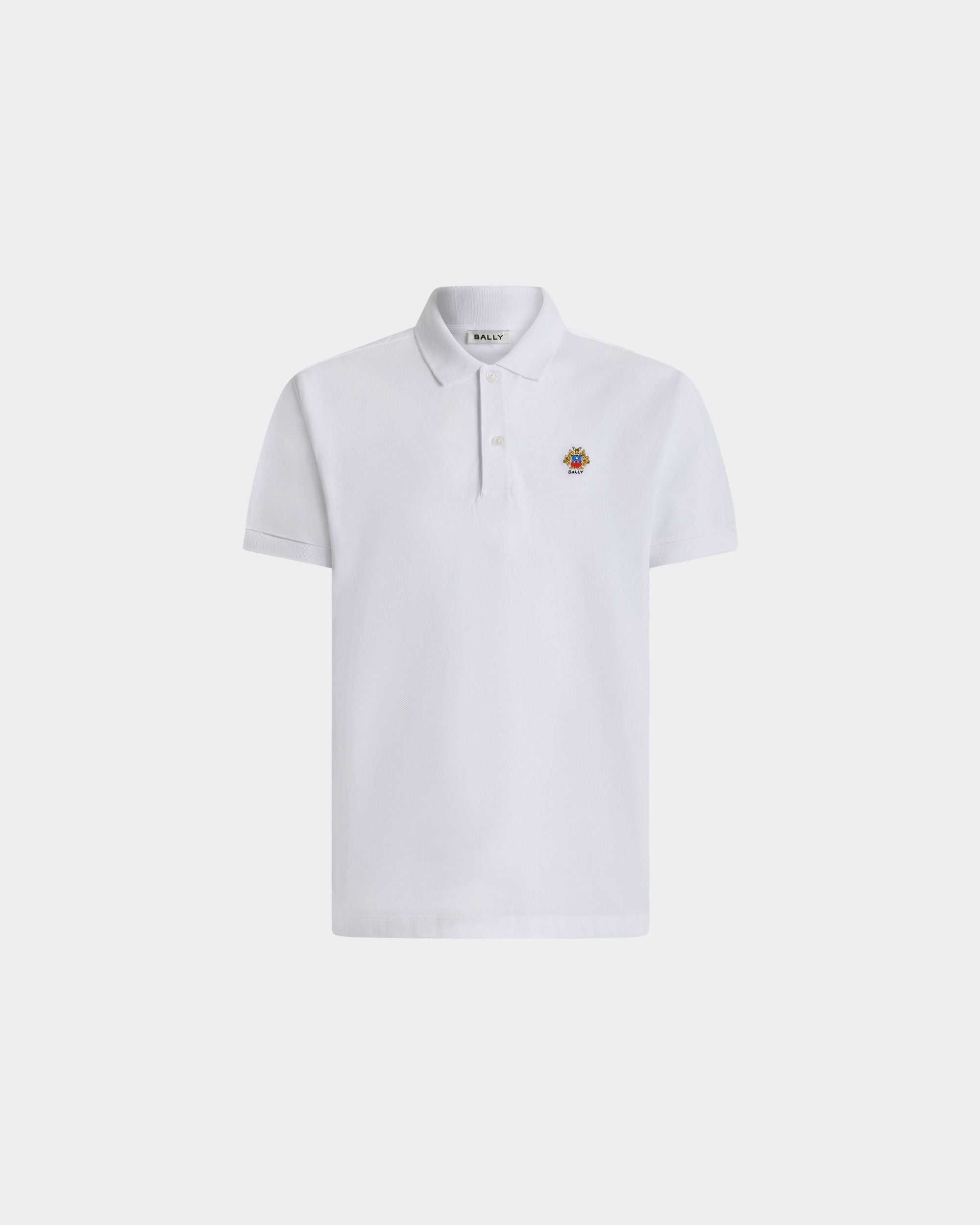 Polo Shirt in White Cotton With a Bally Crest