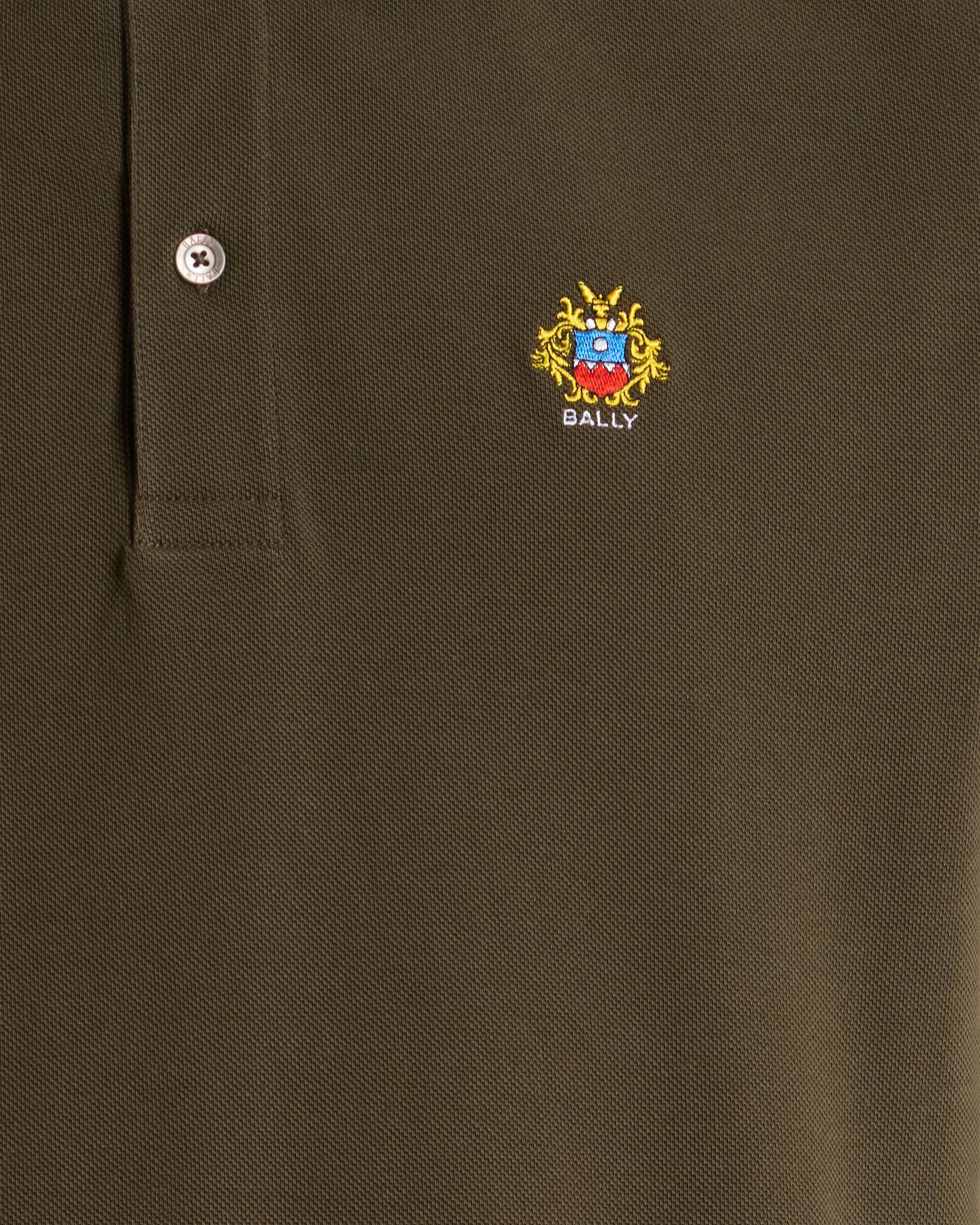 Polo Shirt in Military Green Cotton With a Bally Crest - Image 4