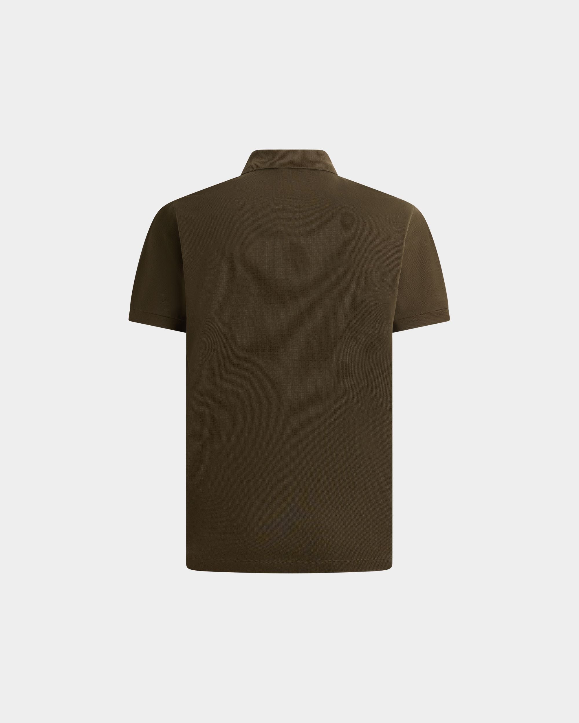Polo Shirt in Military Green Cotton With a Bally Crest - Image 7