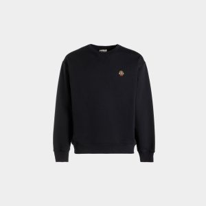 Crewneck Sweatshirt With a Bally Crest Logo In Navy Blue Cotton