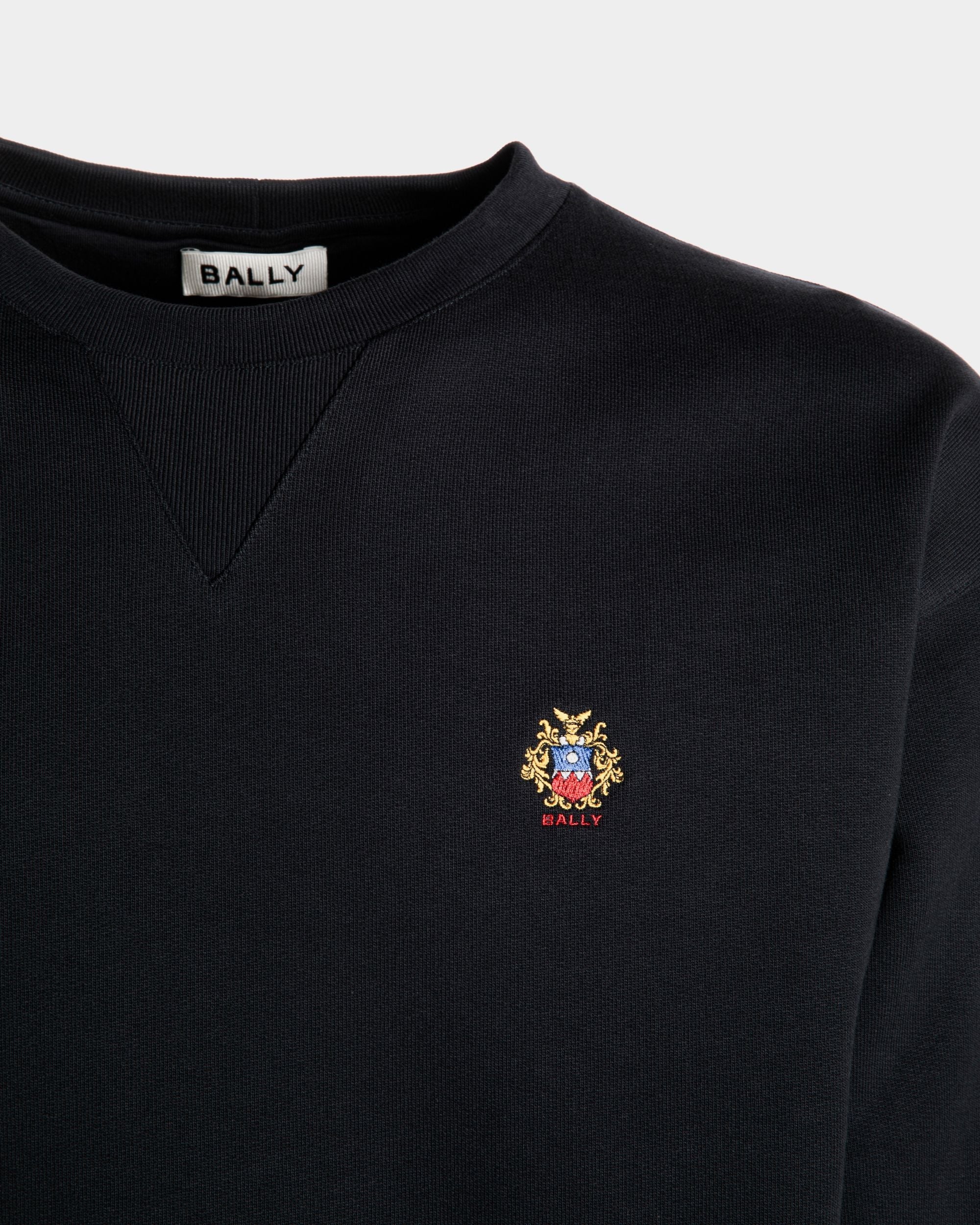 Crewneck Sweatshirt With a Bally Crest Logo In Navy Blue Cotton - Image 4