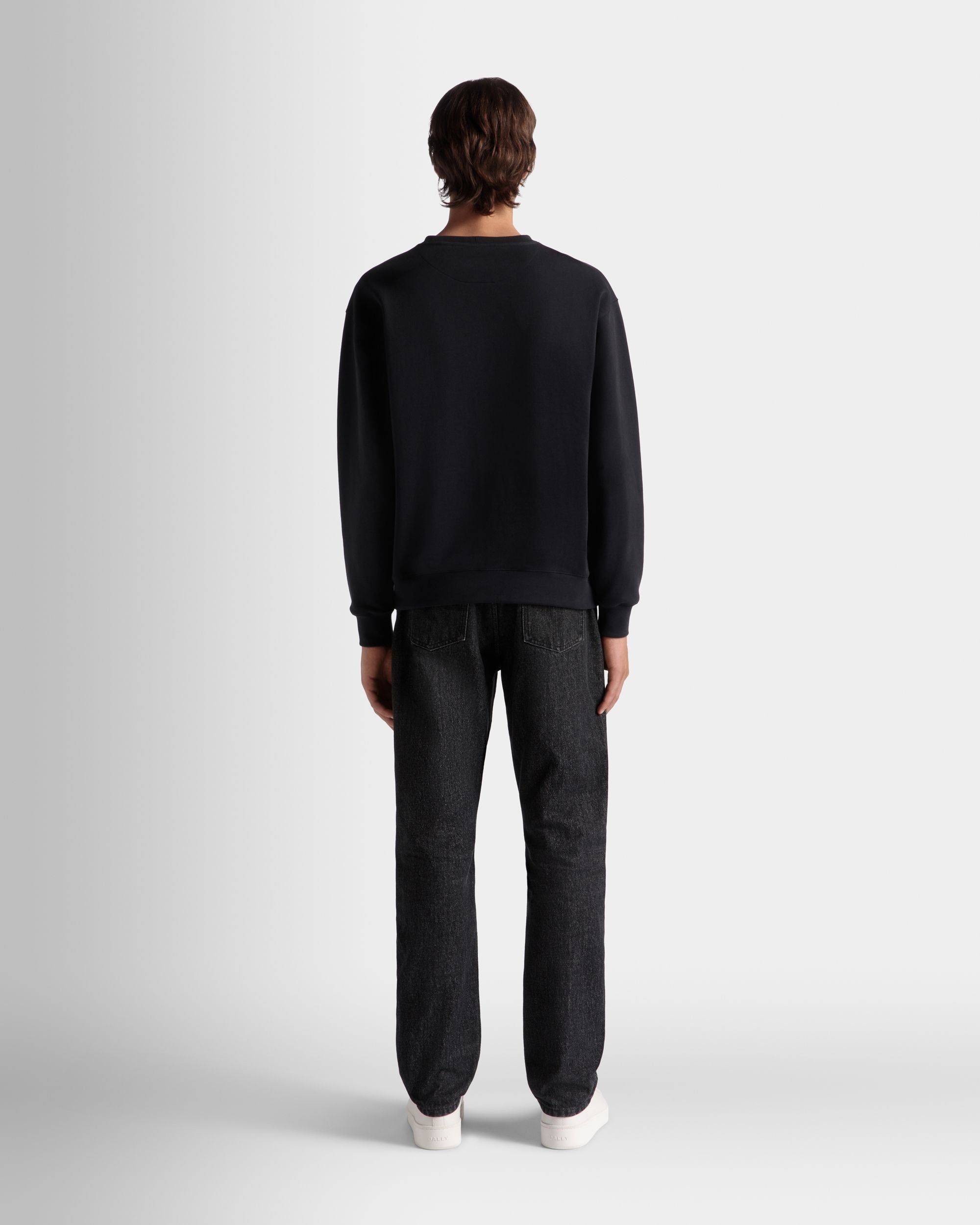 Crewneck Sweatshirt With a Bally Crest Logo In Navy Blue Cotton - Image 6