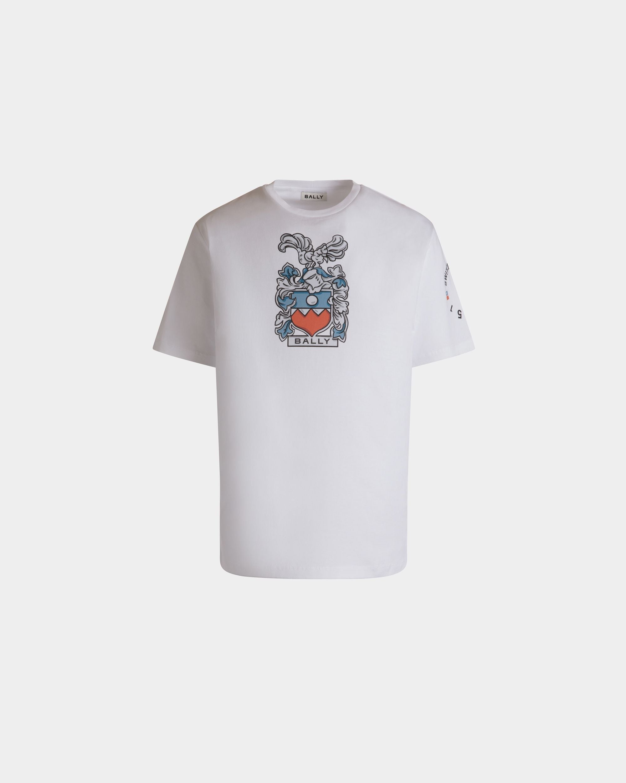 T-Shirt With Bally Crest In White Cotton