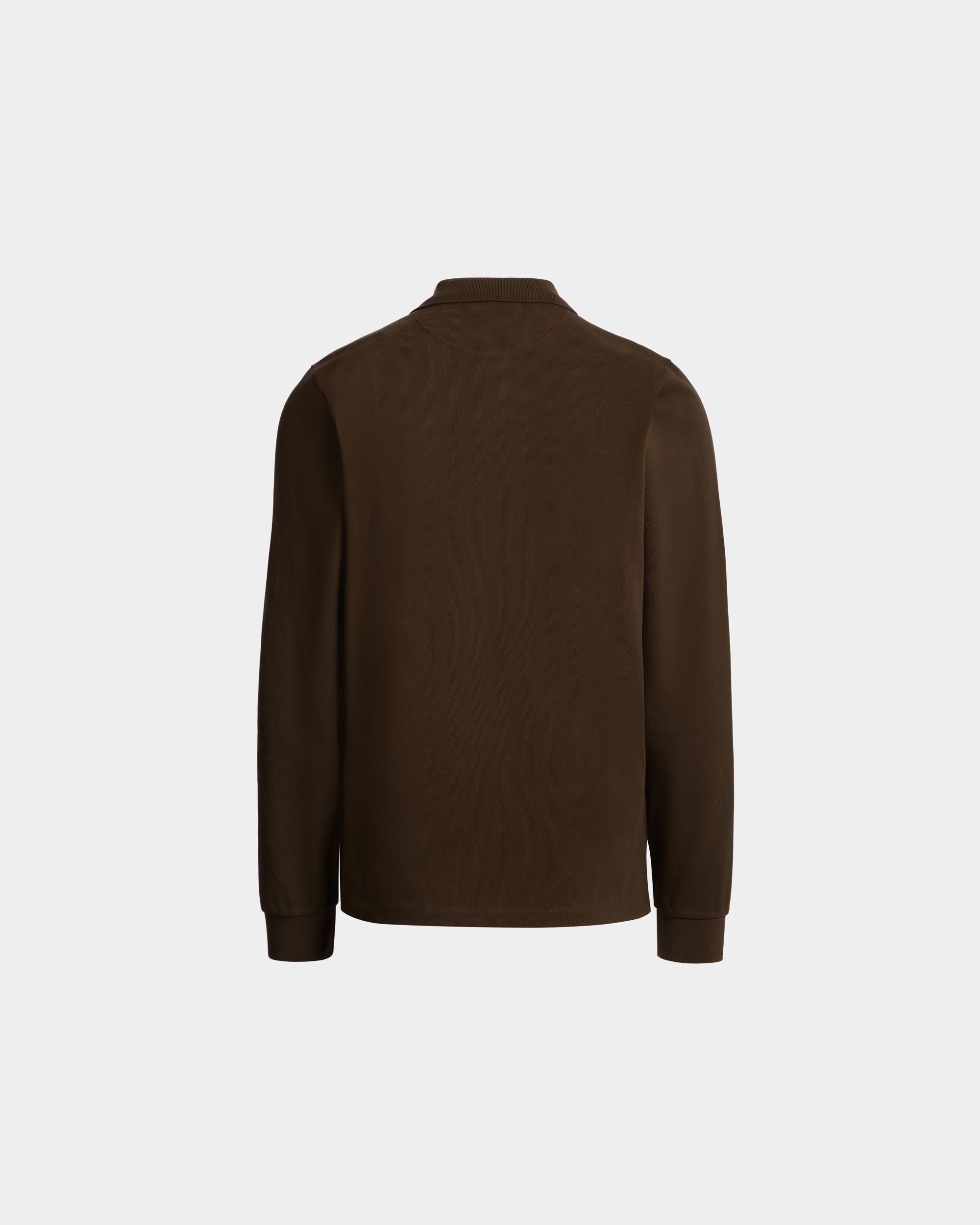 Long Sleeve Polo With Forest Mask In Brown Cotton - Image 7