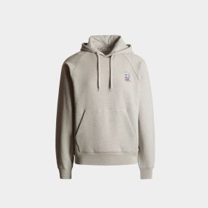 Hoodie With A Bally Crest In Grey Melange Cotton