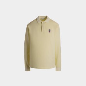 Long Sleeve Polo Shirt in Dusty Yellow Cotton