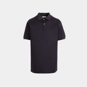 Short Sleeve Polo With a Bally Crest Logo in a Navy Blue Cotton Silk Blend
