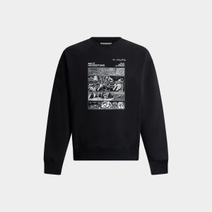 Crewneck Sweatshirt in Black Cotton With a Comics Graphic