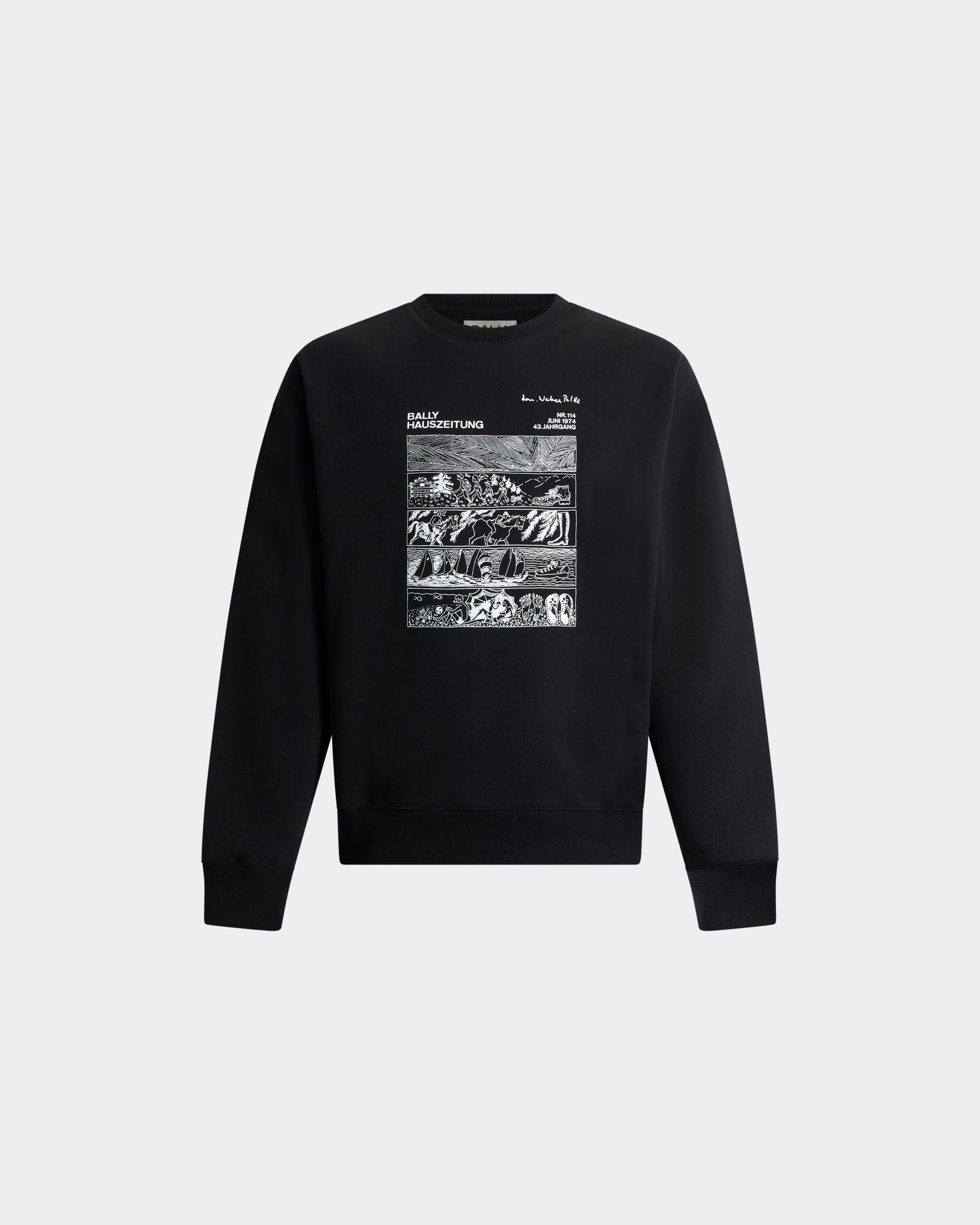Crewneck Sweatshirt in Black Cotton With a Comics Graphic