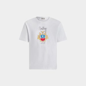 T-Shirt in White Cotton with a Bally Crest