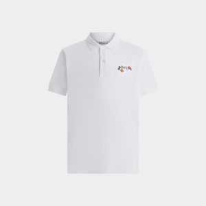 Polo Shirt in White Cotton With a Floral Logo