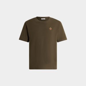 T-Shirt in Military Green Cotton with a Bally Crest
