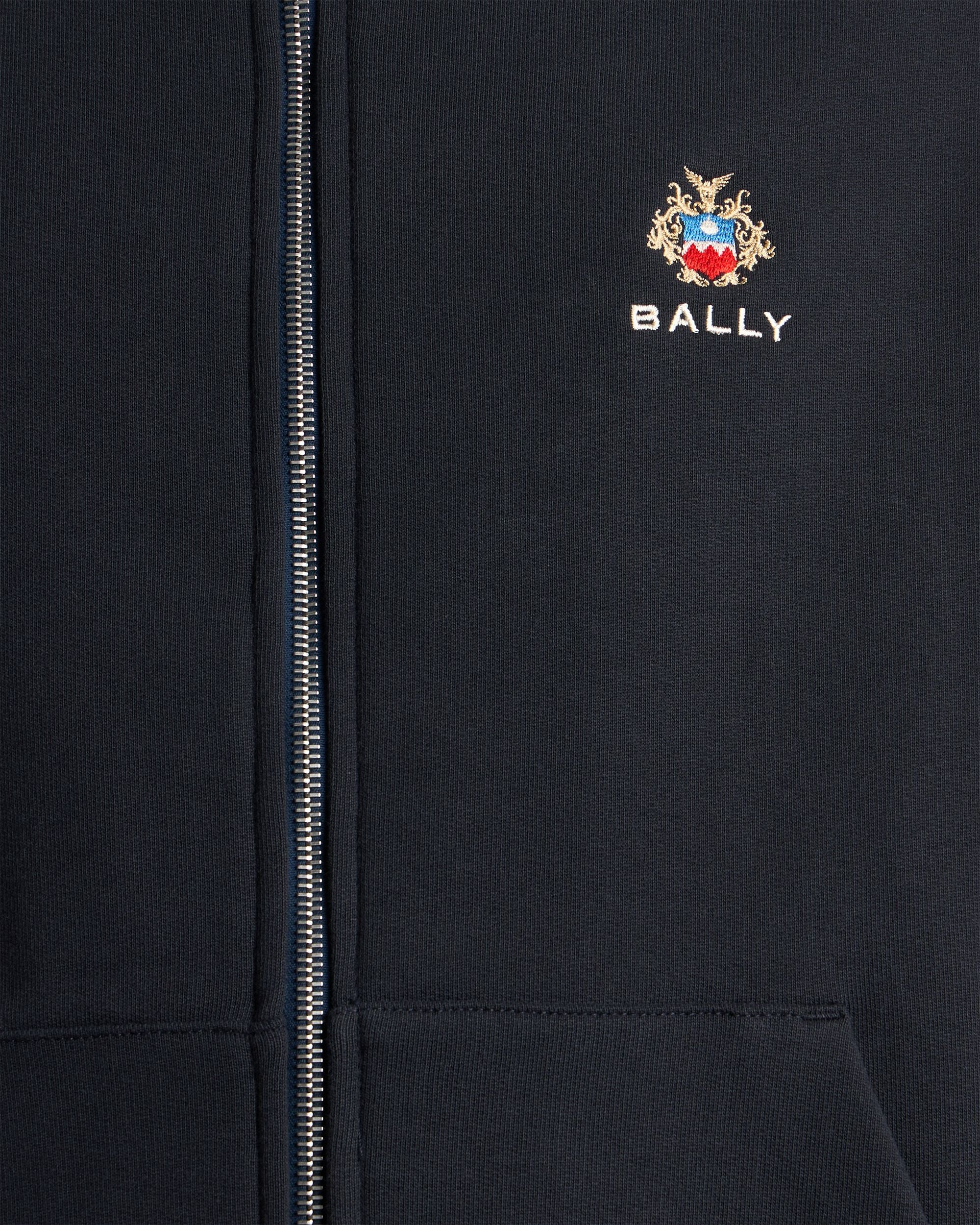 Hoodie in Navy Blue Cotton With a Bally Crest - Image 2