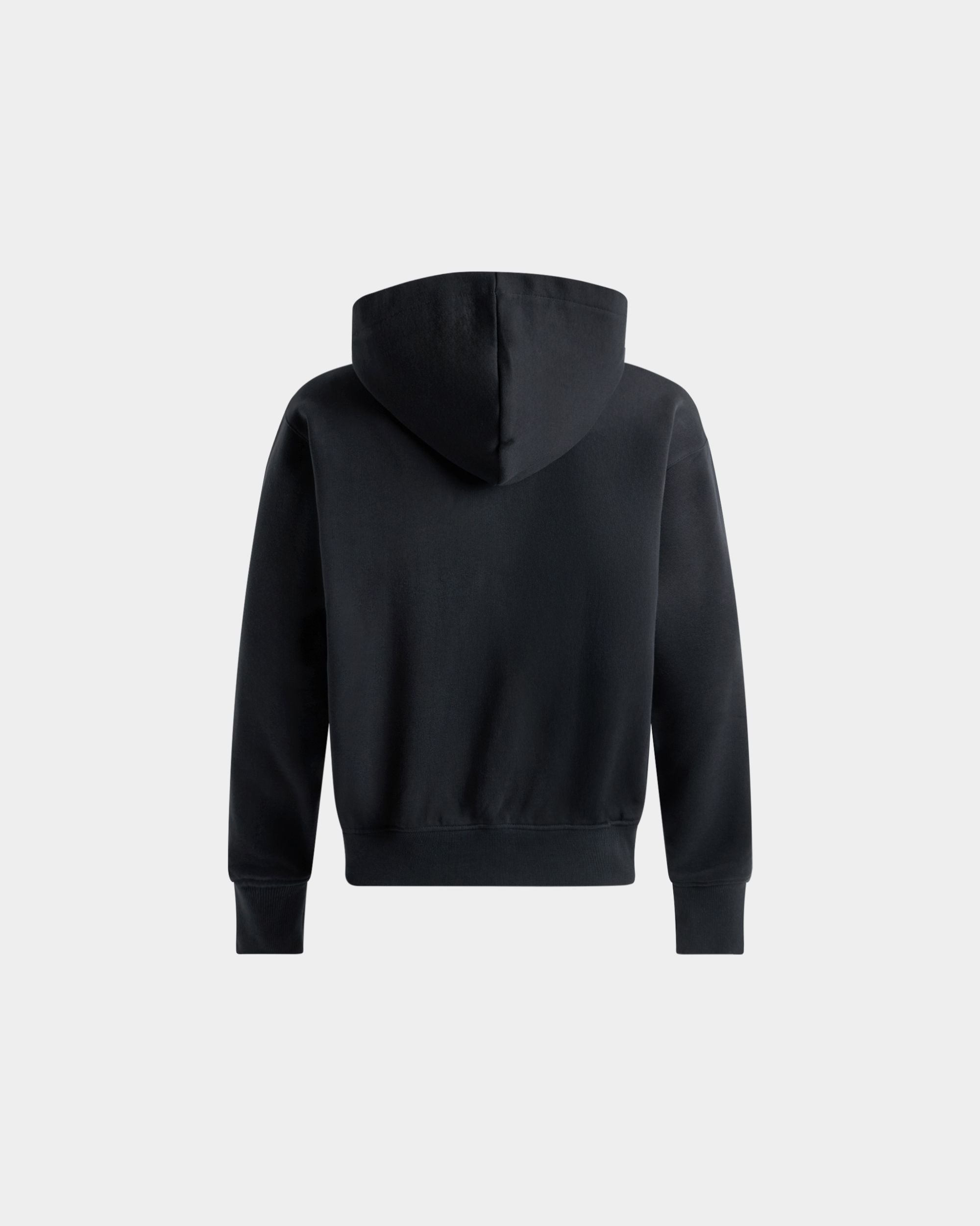 Hoodie in Navy Blue Cotton With a Bally Crest - Image 3