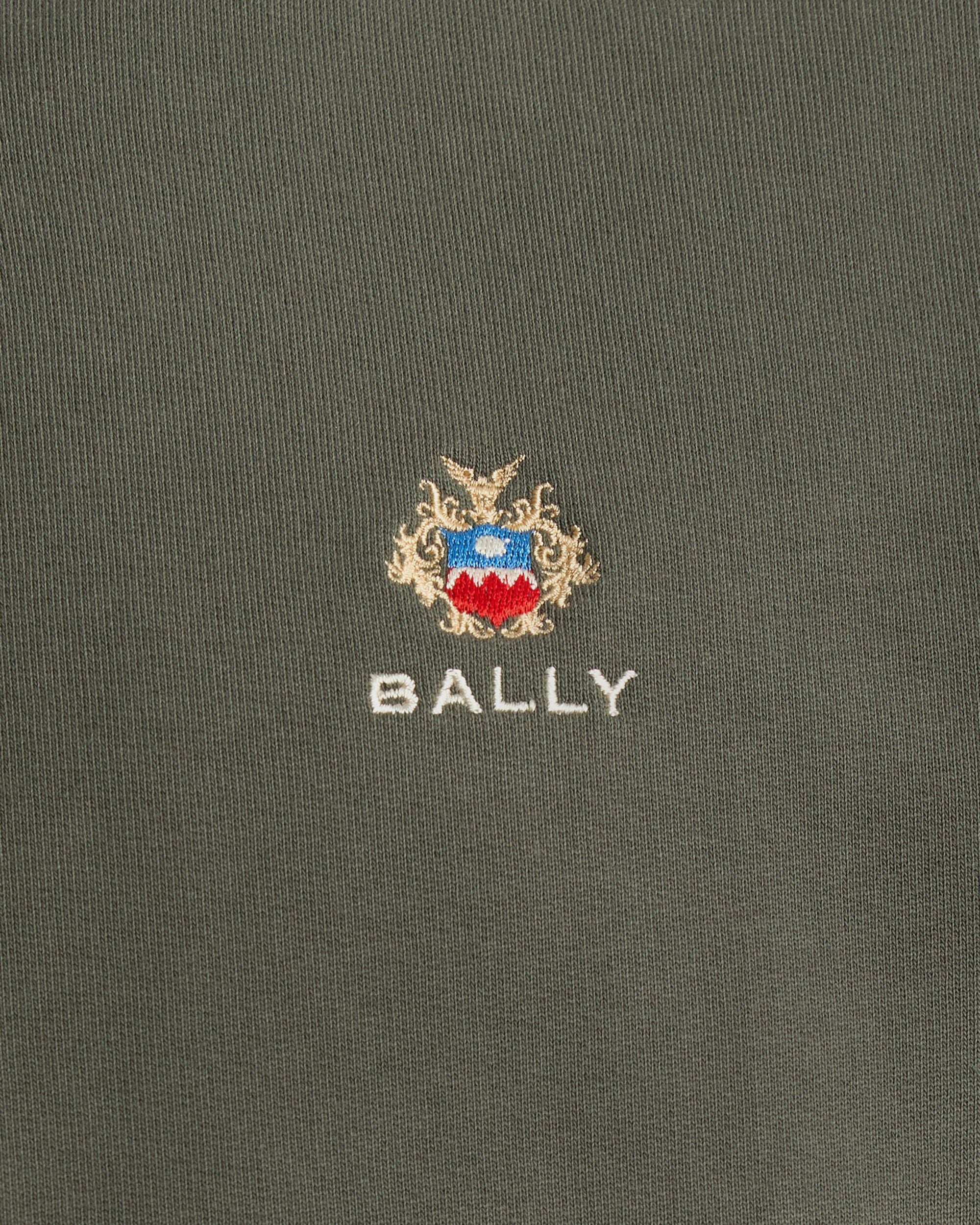 Crewneck Sweatshirt in Military Green Cotton With a Bally Crest - Image 2