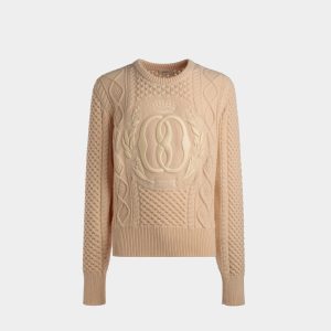 Knitted Crew Neck In Bone Wool