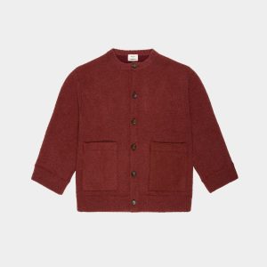 Wool Mix Cardigan In Heritage Red