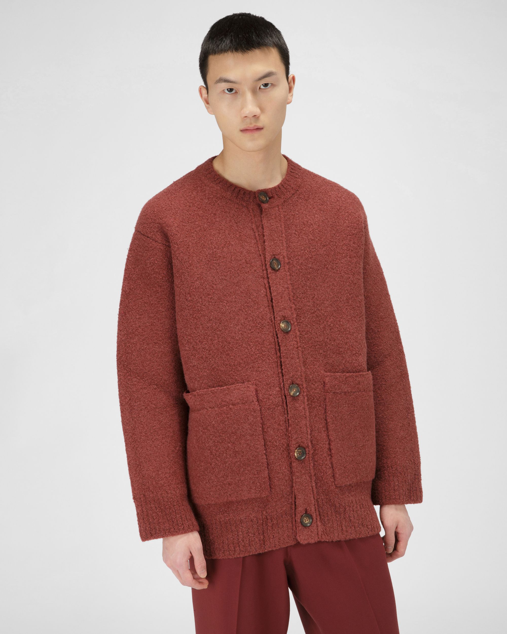 Wool Mix Cardigan In Heritage Red - Image 2