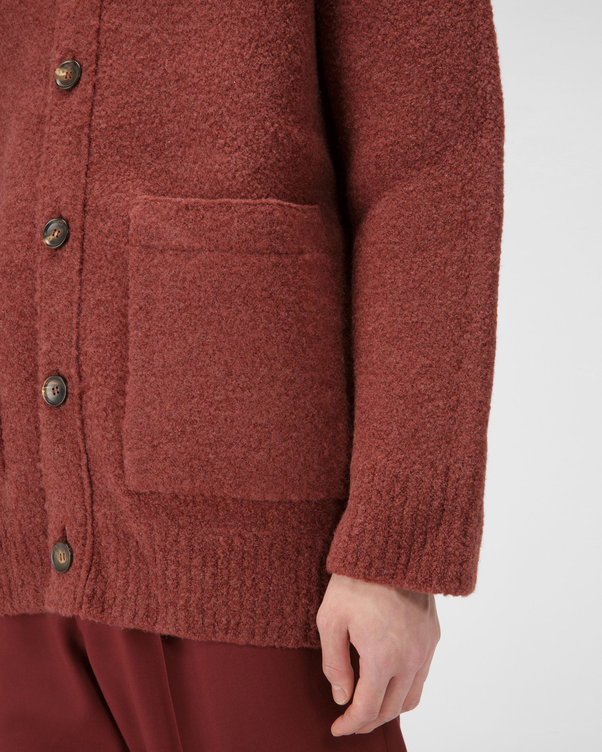Wool Mix Cardigan In Heritage Red - Image 3