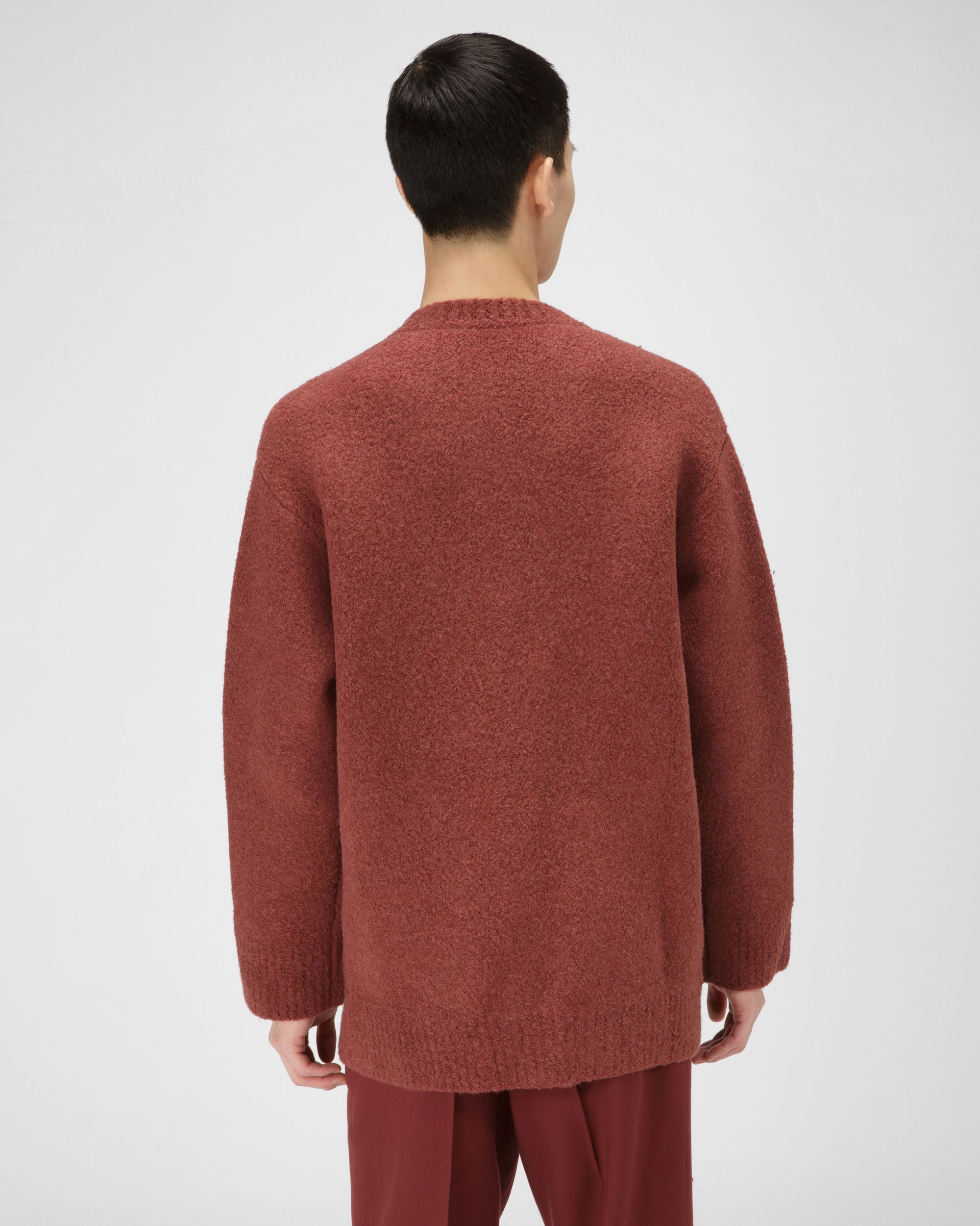 Wool Mix Cardigan In Heritage Red - Image 4