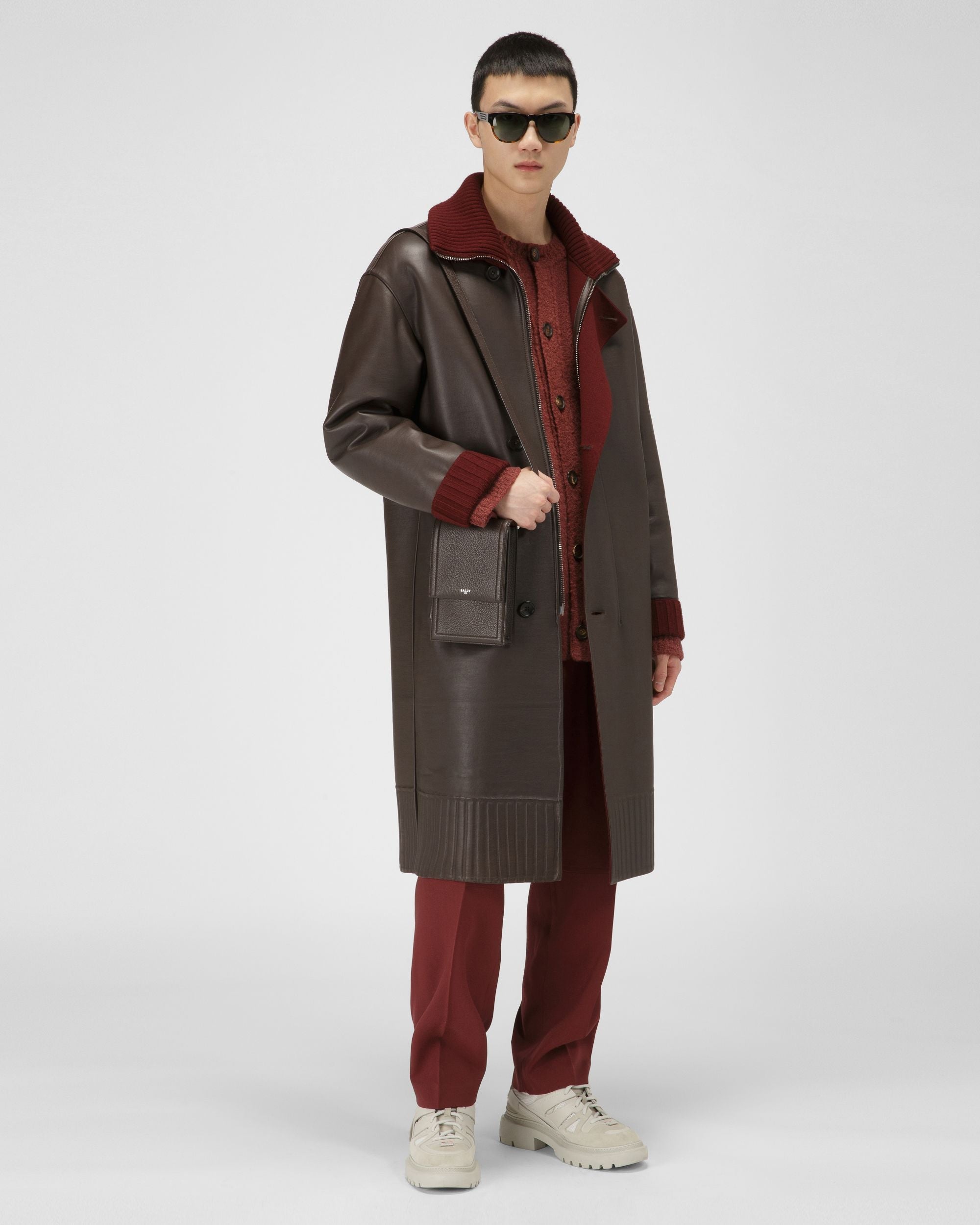 Wool Mix Cardigan In Heritage Red - Image 5